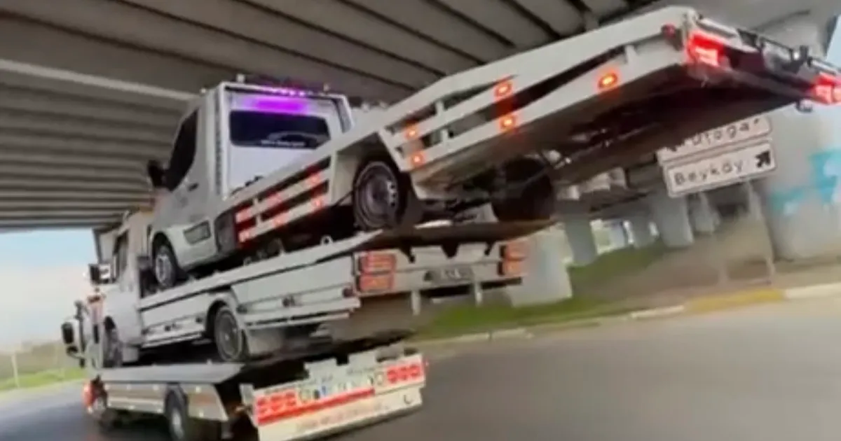 Düzce bağlantı yolunda üç çekici ‘üst üste’ şovu!